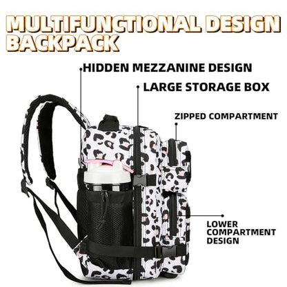 9L Mini Tactical Backpack for Men and Women Tactical Backpack Small for Hiking Small Tactical Bag Fitness Pack - color: White Leopard