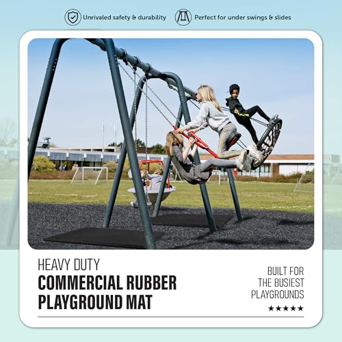 Playsafer Heavy Duty Commercial Grade Rubber Playground Safety Mat - Playground Protection Mat for Swings and Slides - 54" Long X 32" Wide x 2" Thick (Green) - color: Green