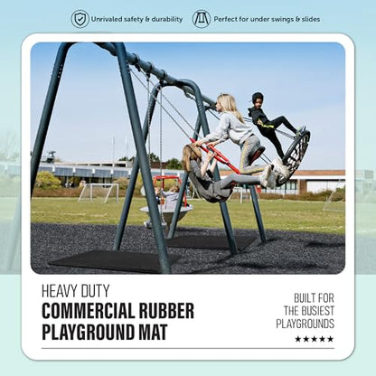 Playsafer Heavy Duty Commercial Grade Rubber Playground Safety Mat - Playground Protection Mat for Swings and Slides - 54" Long X 32" Wide x 2" Thick (Green) - color: Green
