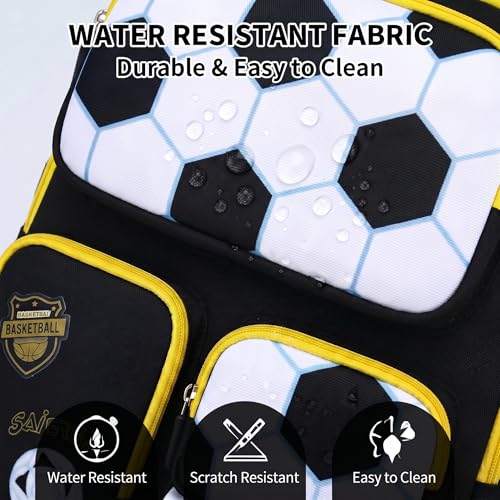 3PCS Kids Backpack Set, School Backpack with Lunch Bag & Pencil Case, Lightweight Waterproof Bookbag for Kids (Black soccer) - color: Black Soccer