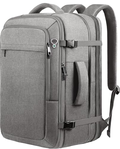 Travel Laptop Backpack, Extra Large 40L-50L Backpack, Laptop Backpack for Men, Water Resistant TSA Airline Approved Business Work 17.3 Computer Bag, Grey - color: Grey, size: XX-Large