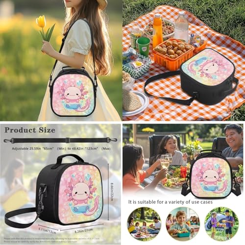 Axolotl Backpack for Girls Boys Soft School Backpacks Bookbag with Lunch Bag Handbag Shoulder Bag and Pencil Case Travel Daypack 3 PCS Set - color: Axolotl Cute
