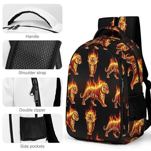Water Resistant Laptop Backpack Fire Flame Tiger, Business Anti Theft Computer Bag with Water Bottle Pockets for College Men Women - color: Pattern (338)