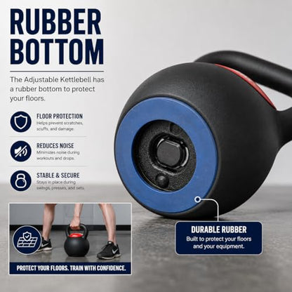 Rep Fitness Adjustable Kettlebell | Weight Set for Home Gym | Strength Training Equipment for Men & Women | Compact Steel Bell with Ergonomic Handle | 20–40 lb (9–18 kg) Variable Options - color: Red | 16 Kg
