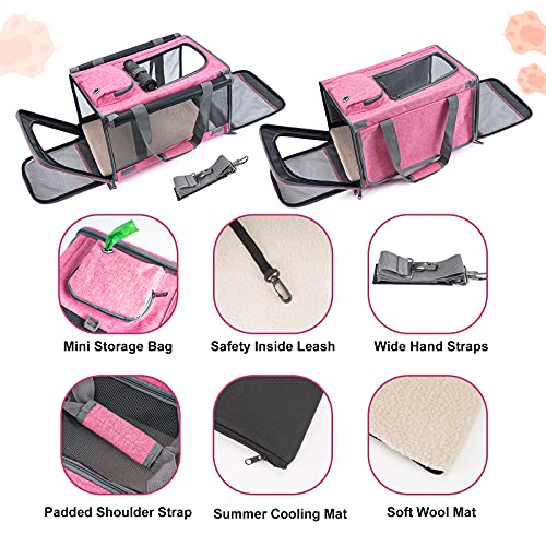 GAPZER Pet Carrier for Large and Medium Cats, Soft-Sided Pet Carrier for Big Medium Cats and Puppy Dog Carriers Cat Carriers, Pet Privacy Protection Travel Carrier - color: Pink