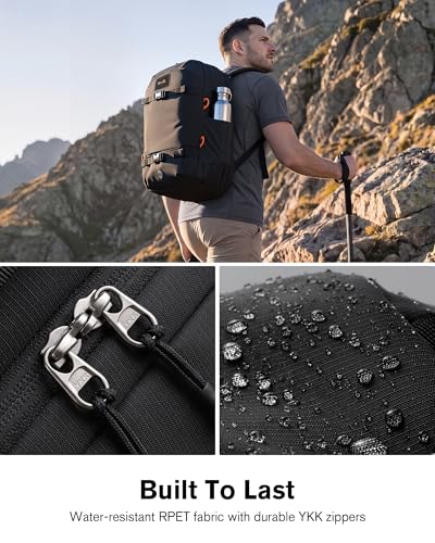 Tolaccea Travel Backpack 30L Laptop Carry On TSA Approved for Commute Trips | 100% RPET Recycled Fabric | EVA-cushioned Laptop Protection | TSA 180° Lay-flat Opening | Reinforced Stability Base Panel - color: Black