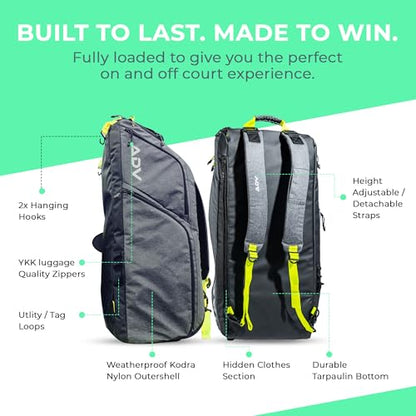 ADV Tennis Pro V3 - Tennis and Pickleball Backpack V2 - Flex Backpack - color: Pro V3 - Volt