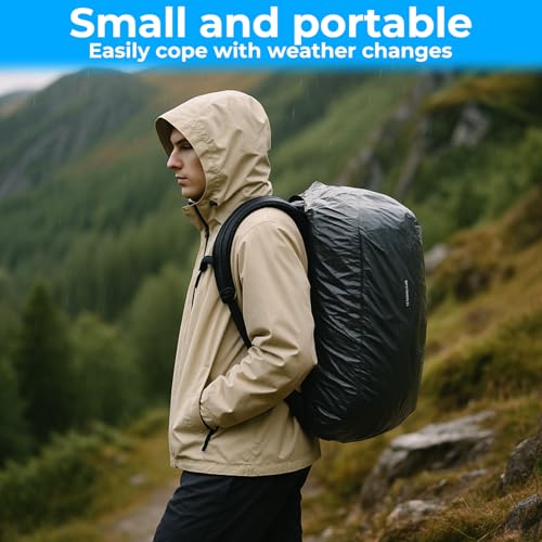 10 PCS Portable Elastic Waterproof Backpack Covers, 41L-50L Large Size Disposable Backpack Rain Cover Waterproof Outdoor Backpacks Pack Covers Protector Rain Cover for Camping Hiking Cycling Emergency