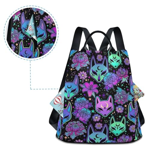MNSRUU Women Backpack Purse Magic Purple Fox Backpack for Women Anti-theft Shoulder Bag Carry On Backpack Lightweight Rucksack Fashion Travel Ladies Bags - color: Goth 12