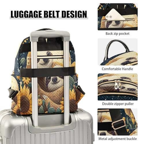 Animal Sloth Sunflower Moon Backpack Purse for Women Shoulder Bag Fashion Daypack Ladies Handbag Lightweight Travel Bag Rucksack - color: Animal Sloth Sunflower Moon, size: Medium
