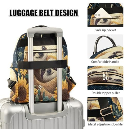 Animal Sloth Sunflower Moon Backpack Purse for Women Shoulder Bag Fashion Daypack Ladies Handbag Lightweight Travel Bag Rucksack - color: Animal Sloth Sunflower Moon, size: Medium
