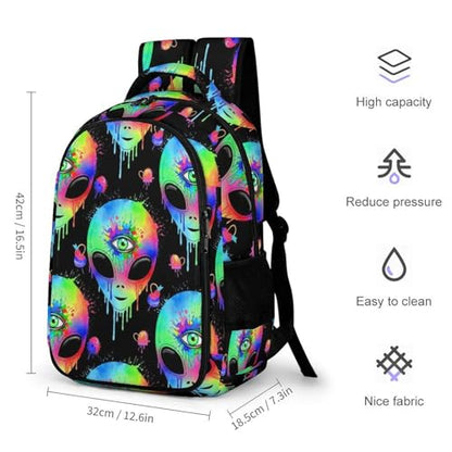 Waterproof Hiking Backpack Alien Trippy Painting Art, Anti Theft Travel Laptop Rucksack with Multi Compartments for Men Women Outdoor Sports - color: Pattern (256)