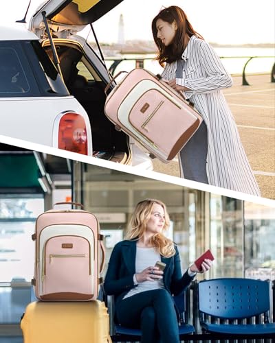 40L Travel Backpack for Women, Carry On Bag Flight Approved, Waterproof Backpack with 3 Packing Cubes, Weekender Personal Item Bag for Airplane Travel Essentials, TSA Approved - color: Light Pink-brown