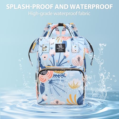 Baby Diaper Backpack Large Diaper Bag for Moms Dads with Insulated Pockets,Waterproof Multi Function Travel Diaper Bag Backpack for Boys, Girls (Cloud Blue) - color: Cloud Blue