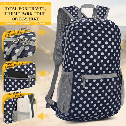 ZOMAKE Ultra Lightweight Hiking Backpack 20L, Packable Small Backpacks Water Resistant Daypack for Women Men(Blue, White Polka Dot) - color: Blue, White Polka Dot