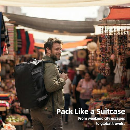 Utility Duffle Bag 40L, Convertible Backpack for Travel, Gym & Commute, Water Repellent - color: Black Stealth