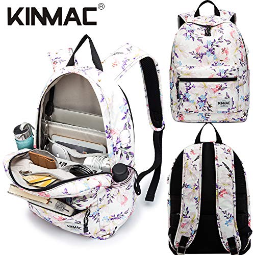 Kinmac Chinese Flowering Crabapple Pattern 15 inch Waterproof Laptop Travel Outdoor Backpack With USB Charging Port For 13 inch 14 inch and 15.6 inch Laptop - color: Chinese Flowering Crabapple