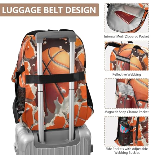 Bolaz Basketball Breaks Through The Wall Travel Backpack 14 Inch Laptop Computer Bag Sturdy School Bag College Bookbag