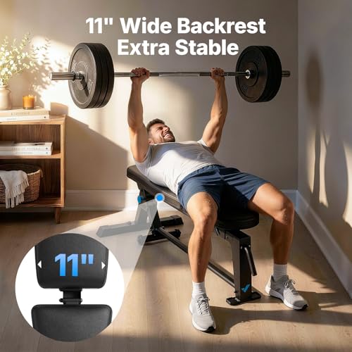 MERACH 1100LBS Adjustable Weight Benches for Home Gym Pro, Ultra-stable Design for Bench Press, Extendable Backrest and Rear Chassis Ensure No Wobble, Innovative Design for Full-Body Home Workouts