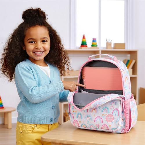 mibasies Toddler Backpacks for Girls 2-4: Little Kid Bookbag for Preschool Prek Daycare Rainbow White - color: Rainbow White, style: Toddler-12"h(not Fit Folder)