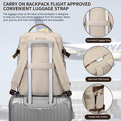 GOLF SUPAGS Laptop Backpack with Separate Laptop Compartment Fits 15.6 Inch Notebook Large Capacity Computer Bag for Women Work Travel College Backpacks (Apricot) - color: Apricot