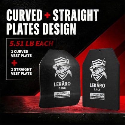 Weighted Vest Plates Set, Curved Front and Flat Back Weight Plates, 9.8 x 11 Inch, Ergonomic for Men and Women, Rust Resistant, CrossFit, Murph, Rucking, Strength Training - color: 5.51LB