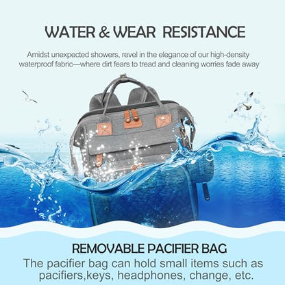 Diaper Bag Backpack with Changing Station, Waterproof for Travel, Gray - color: Grey