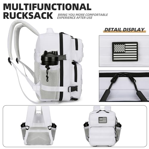 9L Mini Tactical Backpack for Men and Women, Tactical Backpack Small for Hiking, Small Tactical Bag（White） - color: White