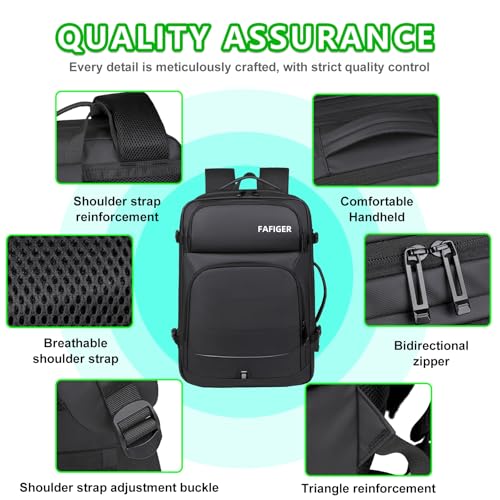 Travel Backpack for Men & Women - 40L Expandable Carry-On Backpack, TSA Approved 16 Inch Laptop, Weekend Outdoor Essentials, Airline Flight Approved, Black