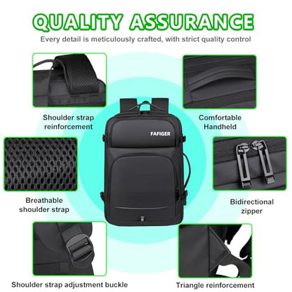 Travel Backpack for Men & Women - 40L Expandable Carry-On Backpack, TSA Approved 16 Inch Laptop, Weekend Outdoor Essentials, Airline Flight Approved, Black