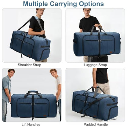 120L Foldable Waterproof Travel Duffel Bag for Men and Women with Shoe Compartment (Dark Blue, EXTRA LARGE, 120L) - color: Dark Blue, size: 120L