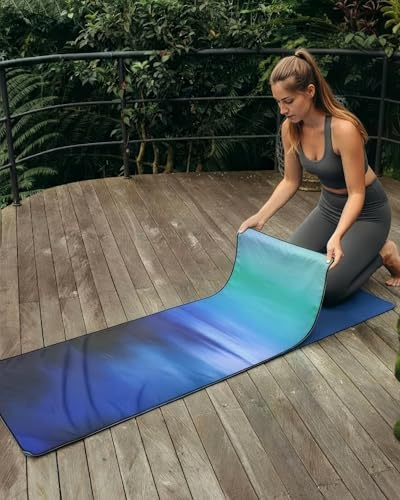 Eunzel Hot Yoga Towel, Non Slip Yoga Mat Towel Sweat Absorbent Printed Yoga Towel with Grip Dots for Hot Yoga, Pilates and Workout 72"x 24", Oceanic Melt - color: Oceanic Melt