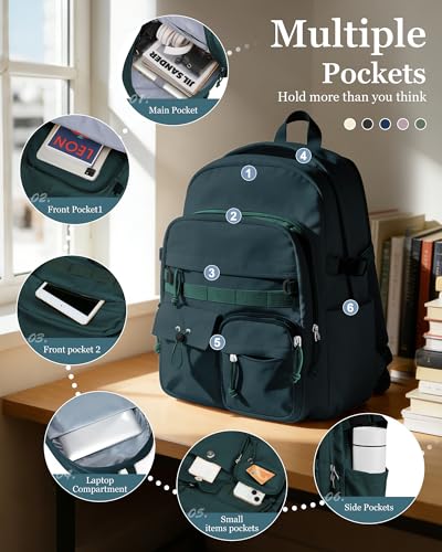 weradar Cute Bookbag For Teen Girs Boys,Middle Students Travel Backpack,Casual Daypackas Backpack For Women Men,Aesthetic School Backpacks With Lots of Pockets(Green) - color: A4-green