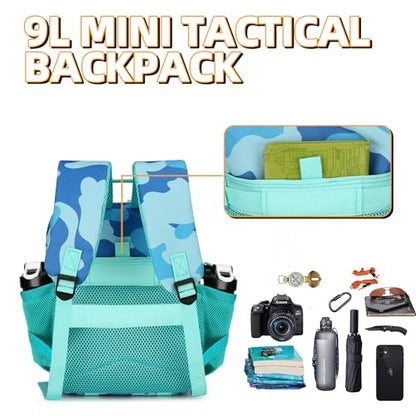 9L Mini Tactical Backpack for Men and Women Tactical Backpack Small for Hiking Small Tactical Bag Fitness Pack - color: Blue Cp