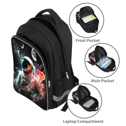 ZRENTAO Kids Backpack, 3D Reflective Cartoon, 600D Polyester & Dual Zippers, 17" Bookbag with Ergonomic Design for boys & girls age 6-18, Astronauts Space Style for school Children Kids - color: 09##astronauts
