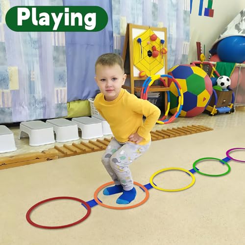 Mototo 24/30/48/96 Pack Agility Rings 15 Inch Speed Training Hopscotch Rings Plastic Circle Jumping Hoops Agility Hurdles for Athlete Exercise Soccer Football Gymnastics Games Practice Footwork - style: 96 Pack
