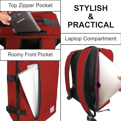 Lightweight Under-seat Backpack for Clothes Travel Overnight Women Men, 15.6 Laptop Minimalist Backpack, Stylish and Casual, Red - color: Red