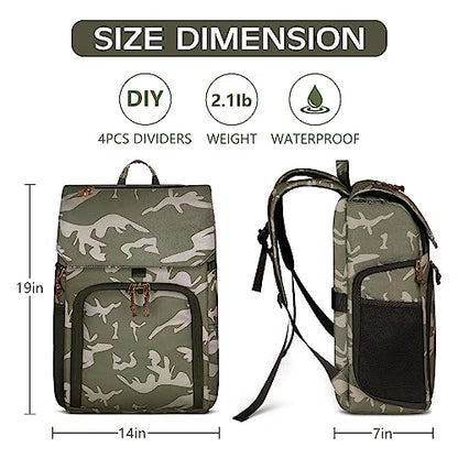 BOLOSTA Camera Backpack Bag Professional DSLR SLR Camouflage Camera Backpack for Photographers Waterproof Large Capacity Camera Case with Fit 15.6" Laptop Compartment & Tripod Holder
