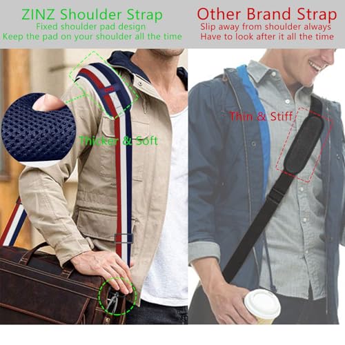 ZINZ 79 inch Shoulder Strap, Extra-thick Fixed Cushion Pad and Dual Clasps Universal Replacement Strap with Metal Swivel Hooks for Laptop Bags, Luggage Bags, Camera, Crossbody(Stripes-BuWRd) - color: Stripes-buwrd