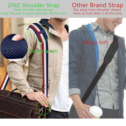 ZINZ 79 inch Shoulder Strap, Extra-thick Fixed Cushion Pad and Dual Clasps Universal Replacement Strap with Metal Swivel Hooks for Laptop Bags, Luggage Bags, Camera, Crossbody(Stripes-BuWRd) - color: Stripes-buwrd