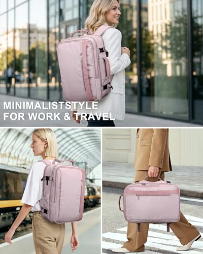 PIJUSHI Travel Backpack for Women Expandable Carry on Luggage Backpack Airline Approved TSA 16" Laptop Bag Business with USB Port(PE034 Light Purple) - color: Light Purple