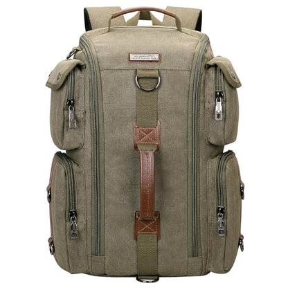 WITZMAN Travel Backpack for Men and Women Carry On Canvas Backpack Duffel Bag for Airplanes Fit 17 Inch Laptop (6661 Green) - color: Army Green
