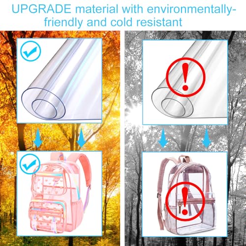 KLFVB 3PCS See Through Backpack Heavy Duty, Girls Clear School Bag Set, Cute Transparent Bookbag for Women - Heart Love Deep Pink - color: Heart Love Deep Pink Clear Backpack
