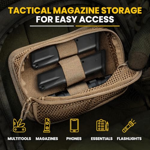 M-Tac Mesh Organizer Pouch with Hook & Loop Backing, EDC Tactical Admin Pouch, Backpack Organizer Insert, Small Gear Utility Bag - color: Coyote Brown