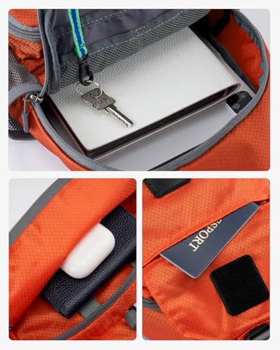 WATERFLY Packable Small Crossbody Sling Backpack Shoulder Chest Bag Daypack for Hiking Traveling - color: Orange