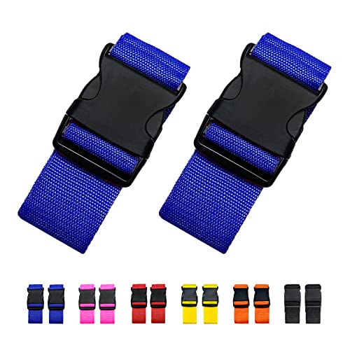 2 Pack Suitcase Straps, Bright Color Adjustable Luggage Belts, TSA Approved (Blue) - color: Blue