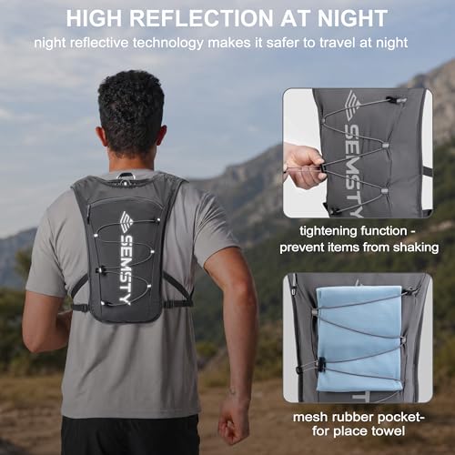 Running Hydration Vest 5L,Running Vest Pack with 1.5L Water Bladder,Lightweight Water Backpack for Hiking Running Cycling - color: Grey