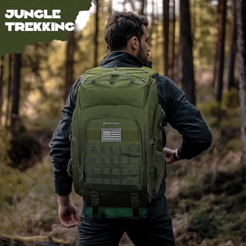 Maelstrom Tactical Backpack for Men, Water Resistant 40L Military Backpack, for Hiking, Camping, Gym with Molle System (Army Green) - color: C.army Green