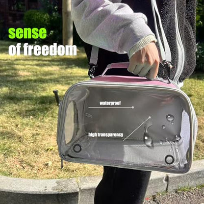 WEVONIGU Expandable Small Animal Backpack Carrier with Clear Bubble Window Large Space Travel Cage for Hedgehog Rat Parrot,Bearded Dragon,Sugar Glider,Airline Approved (Pink, Carrier) - color: Pink, size: Carrier