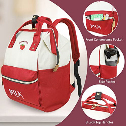ZOMAKE 15.6 Inch Travel Laptop Backpack for Women Men - Anti Theft Water Resistant Bag Daypack - Computer Bag Business Work Cute Backpacks(Strawberry) - color: Strawberry